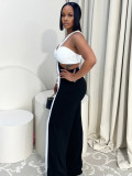 SC Sleeveless Contrast Color Two Piece Pants Suit MIL-L345