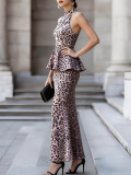SC Leopard Print Sleeveless Two PIece Skirts Set XHSY-BT7040