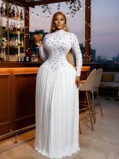 SC Mesh Long Sleeve Ruched Maxi Dress GMYU-11203