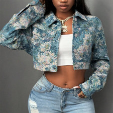 SC Print Long Sleeve Cardigan Jackets GFRT-42286TBG
