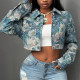SC Print Long Sleeve Cardigan Jackets GFRT-42286TBG