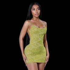 SC Lace Patchwork Backless Sling Mini Dress GDSF-D26DS073
