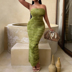 SC Sexy Tie Dye Print Tube Top Maxi Dress GFRT-41994DBG