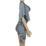 SC Slash Shoulder Ruffles Mini Dress XEF-K6D06712A