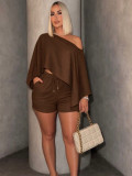 SC Solid Color Loose Top Two Piece Shorts Set BMF-870