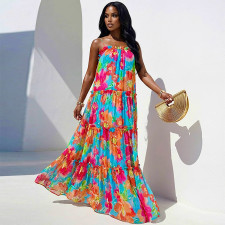 SC Loose Print Sling Maxi Dress GANY-LB3106