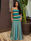SC Stripe Contrast Color Maxi Dress BMF-861