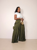 SC Solid Color Ruffles Patchwork Wide Leg Pants LSD-2720