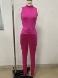SC Solid Color Sleeveless Bodysuit 2 Piece Pants Set LSD-2737