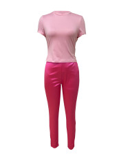 SC O Neck Short Sleeve Sport Satin Pants Suit LSD-2735