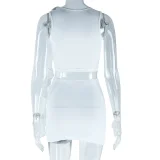 Custom LOGO Solid Color Sleeveless Tight Two Piece Skirt Set GJYO-710663LOGO