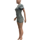 SC Fashion Washed Denim Romper NYF-8209