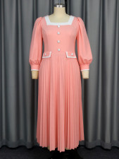 SC Plus Size Single Breasted Square Neck Maxi Dress GKEN-AM041206