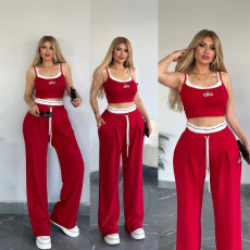 VIP1 Print Sling Tank Top Two Piece Pants Set QKYF-71640