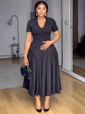 SC Solid Color Short Sleeve Maxi Dress GYLY-10997