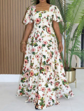 SC Print  Puff Sleeve Maxi Dress GYLY-11198