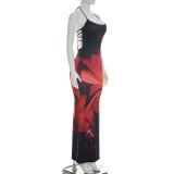 SC Print Backless Halterneck Maxi Dress GDSF-D26DS089