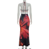 SC Print Backless Halterneck Maxi Dress GDSF-D26DS089