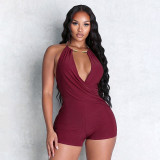 SC Sleeveless Backless Ruched Romper GDSF-J26RP124