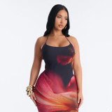 SC Print Backless Halterneck Maxi Dress GDSF-D26DS089
