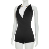 SC Sleeveless Backless Ruched Romper GDSF-J26RP124