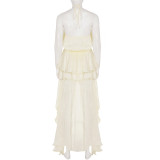 SC Solid Color Irregular Chiffon Midi Dress GPKJ-MR48741