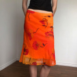 SC Floral-print Chiffon Mesh Midi Skirt GPKJ-MR48866