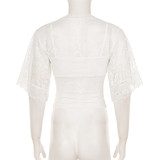 SC Lace Patchwork V Neck T Shirt GPKJ-MR48607