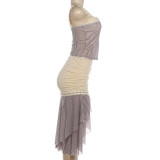 SC Stripe Color Stripe Patchwork Two Piece Skirts Set DLSF-K6S06216A