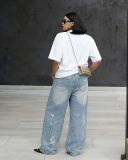 SC Plus Size Washed Holes Loose Jeans GYLN-3102