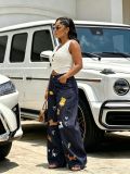 SC Plus Size Cartoon Embroidered Wide Leg Jeans GYLN-5766