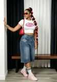 SC Plus Size Washed Denim Seventh Pants GYLN-5573
