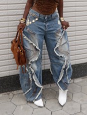 SC Plus Size Wave Edge Holes Jeans GYLN-1836