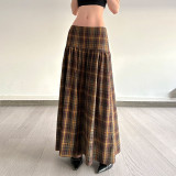 SC Vintage Plaid Print Long Skirt GPKJ-MR46427
