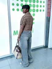SC Plus Size Raw Edge Multi-pocket Washed Jeans GYLN-1102