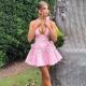 SC Solid-Color Jacquard Bow Dress GPBY-DR8348