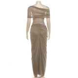 SC Sexy Ruched See Through Maxi Dress XEF-K6D06379A