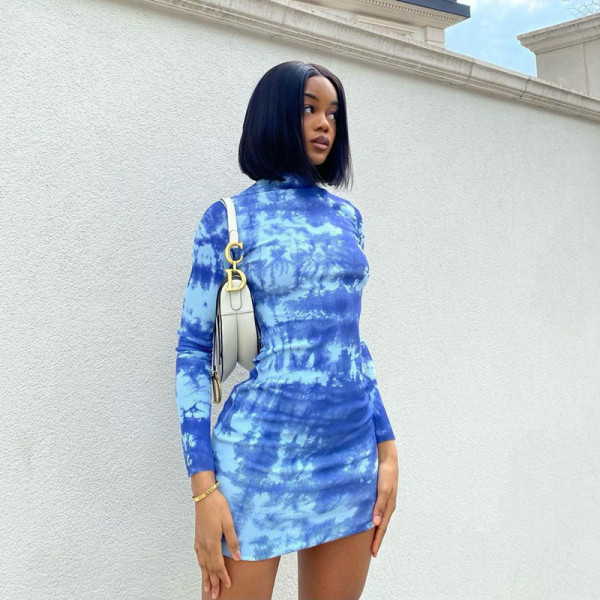 SC Long Sleeve Print Mini Dress GPBY-JMD0079
