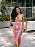 SC Crocheted Halterneck Split Beach Maxi Dress CM-60505