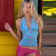 SC Floral Print Color-Block V-Neck Halter Top GPKJ-MR48435