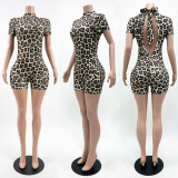 SC Print Backless Patchwork Romper CM-60413