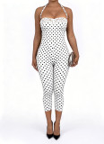 SC Polka Dots Print Halterneck Jumpsuit NYF-8212