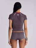 SC Letter Print Short Sleeve Two Piece Short Set GKYS-2534