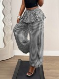 SC Plaid Print Loose Wide Leg Pants GHYX-TXY5340