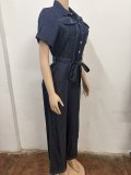 SC Short Sleeve Lapel Belt Jumpsuit OSM-AJ4501