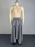 SC Plaid Print Tie Up Irregular Long Skirts GCNE-75218