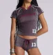 SC Letter Print Short Sleeve Two Piece Short Set GKYS-2534