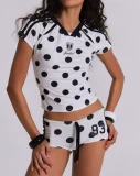 SC Letter Print Short Sleeve Two Piece Short Set GKYS-2534