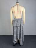 SC Plaid Print Tie Up Irregular Long Skirts GCNE-75218