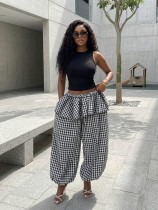 SC Plaid Print Loose Wide Leg Pants GHYX-TXY5340